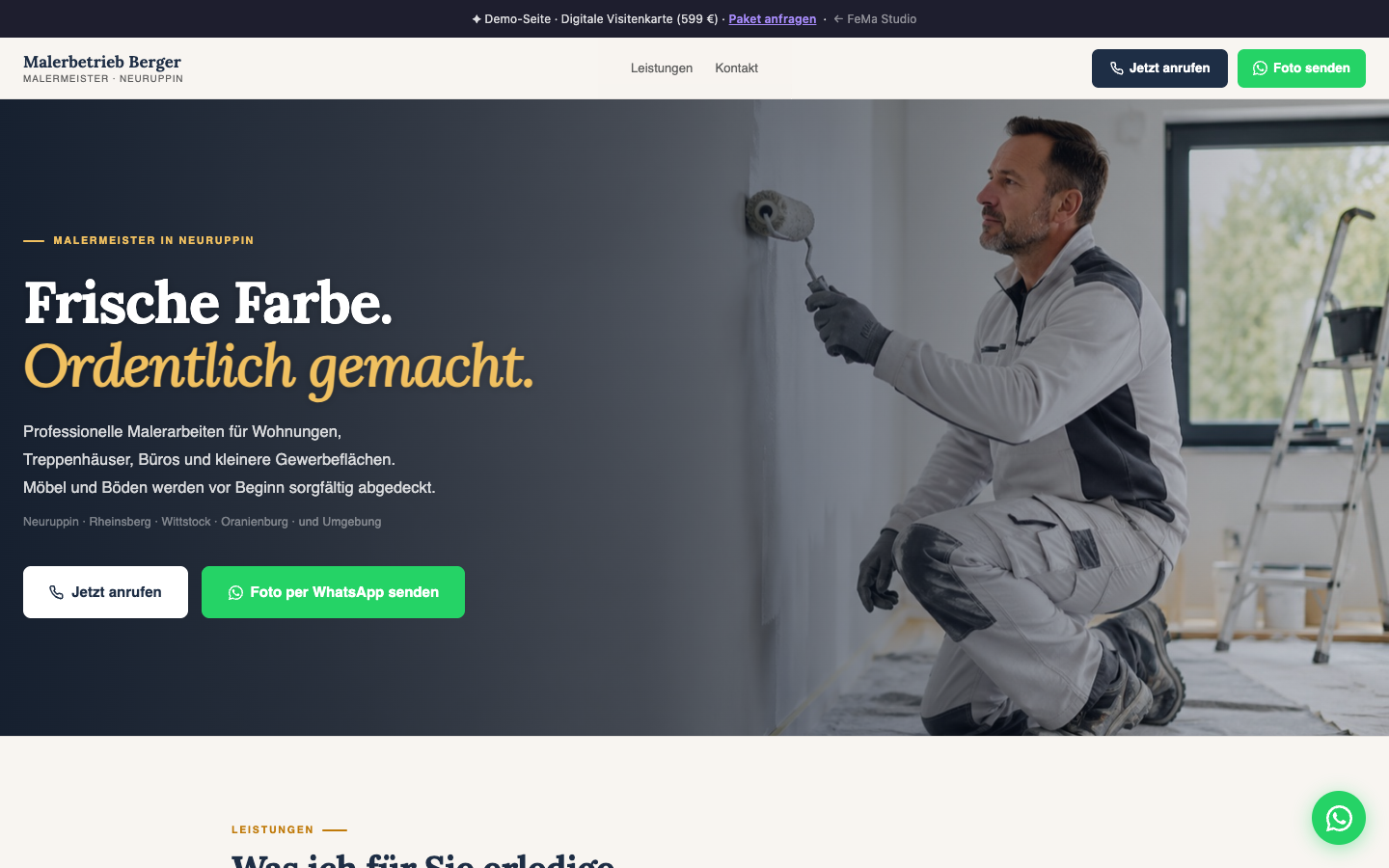 Demo: Digitale Visitenkarte – Malerbetrieb Berger